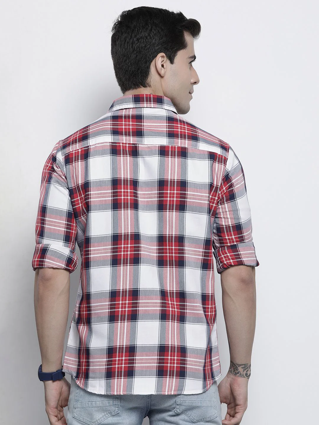 The Indian Garage Co Men Red Comfort Tartan Checks Checked Casual Shirt - Image 4