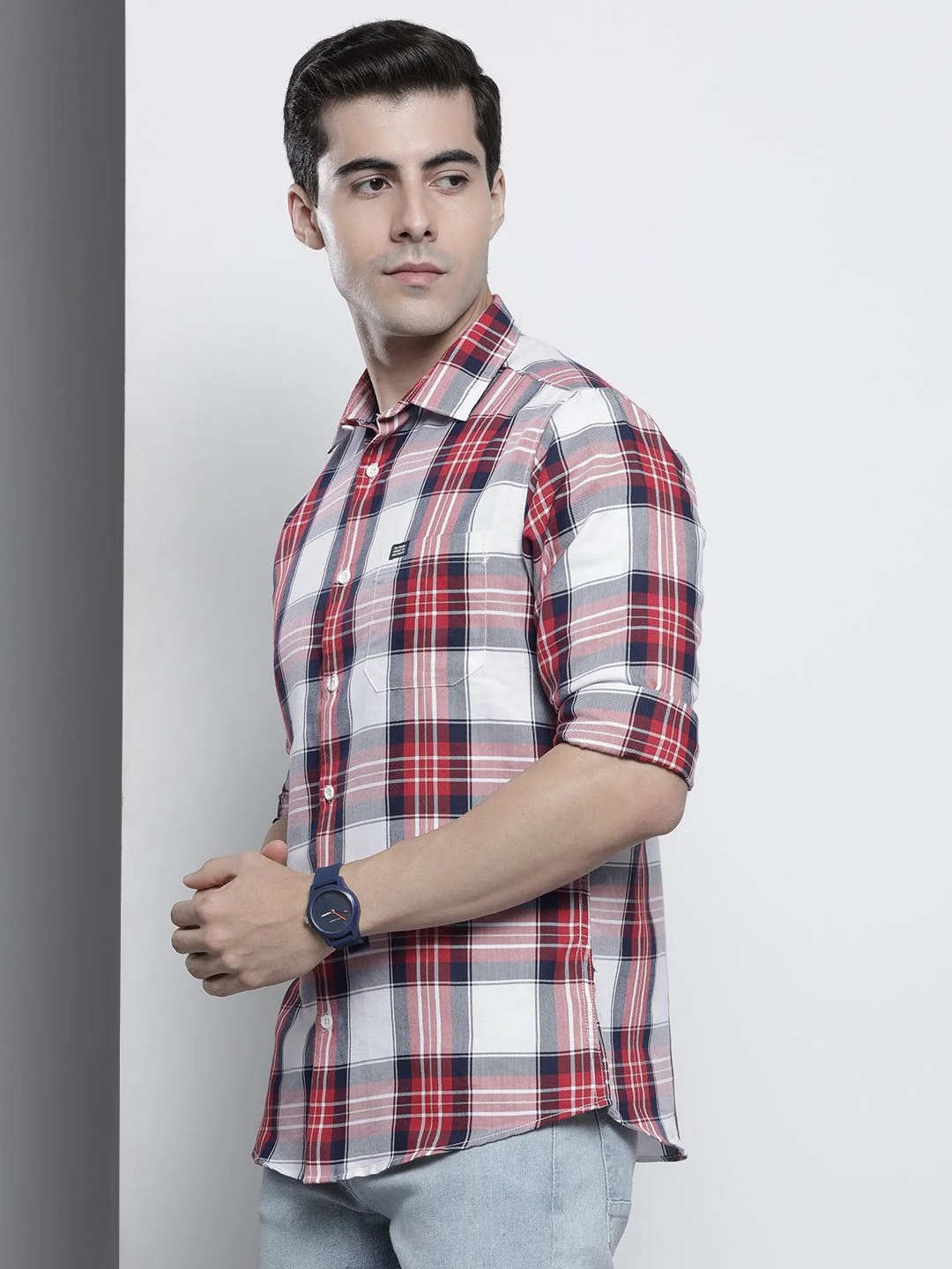 The Indian Garage Co Men Red Comfort Tartan Checks Checked Casual Shirt - Image 5