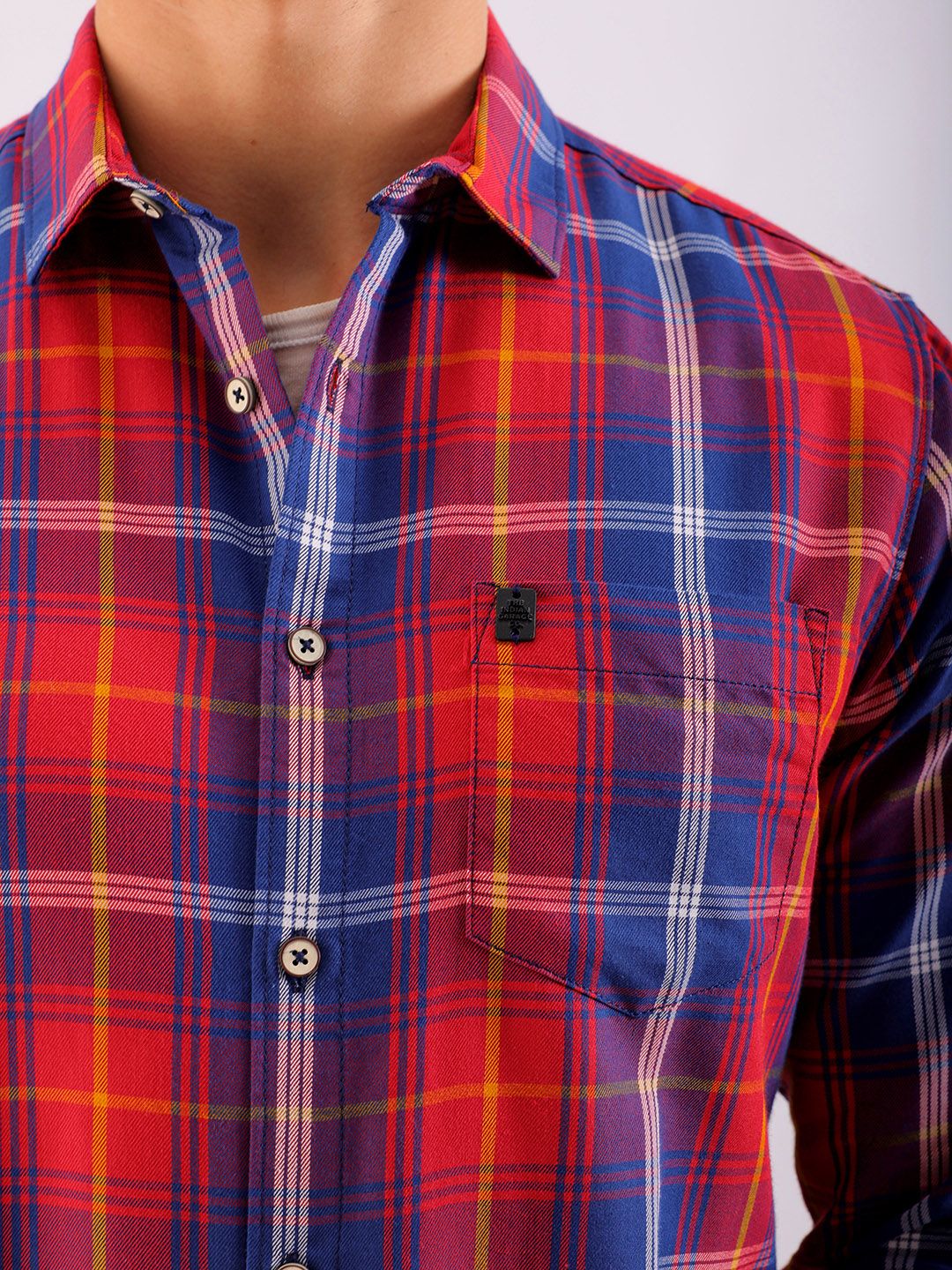 The Indian Garage Co Men Red Tartan Checked Cotton Casual Shirt - Image 3