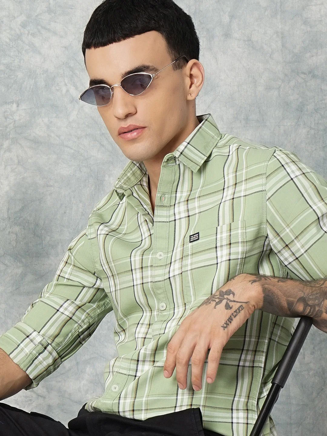 The Indian Garage Co Men Regular Fit Checked Casual Shirt - Image 7