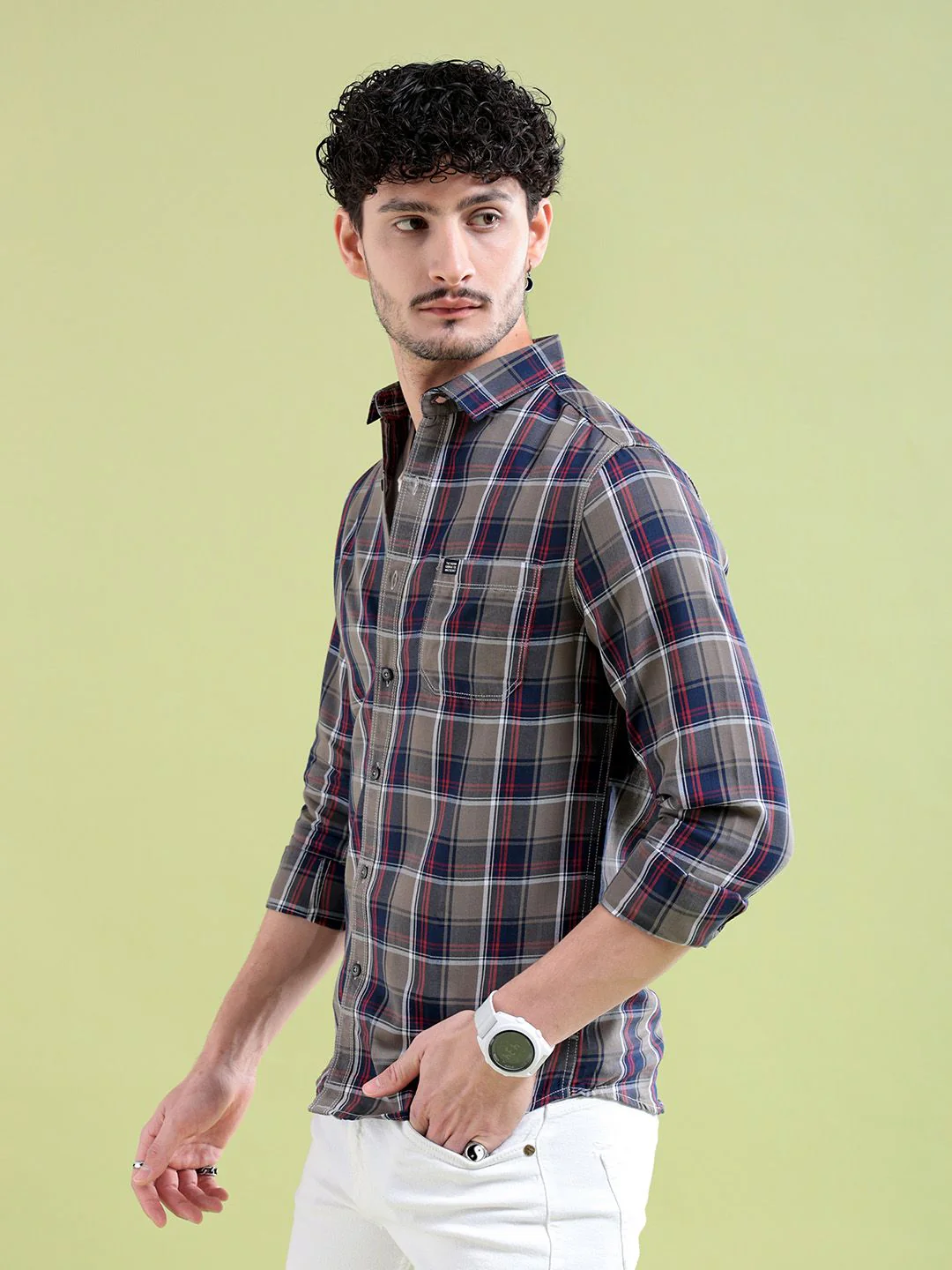 The Indian Garage Co Men Regular Fit Checked Casual Shirt - Image 3