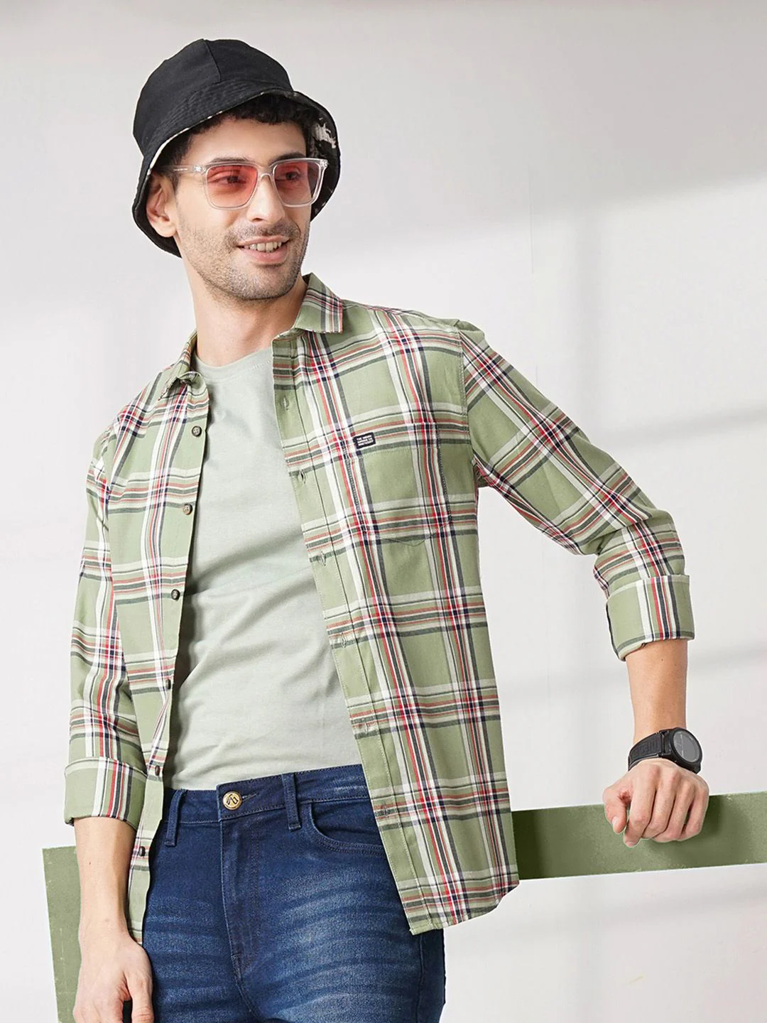 The Indian Garage Co Men Regular Fit Checked Casual Shirt - Image 5