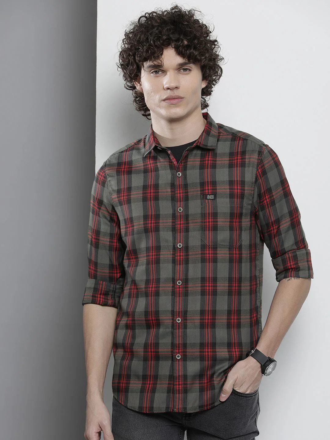 The Indian Garage Co Men Regular Fit Checked Casual Shirt - Image 5