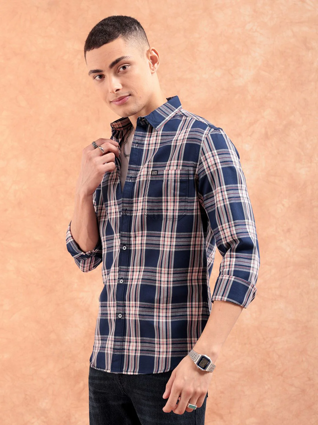 The Indian Garage Co Men Regular Fit Checked Casual Shirt - Image 3