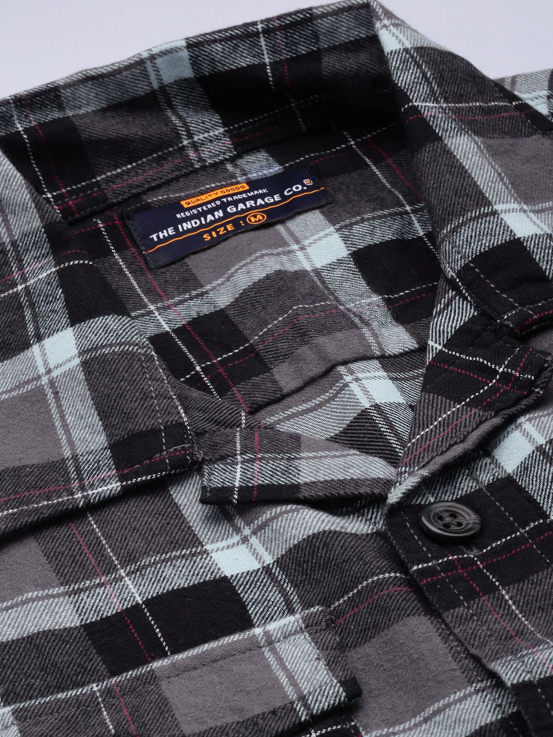 The Indian Garage Co Men Regular Fit Checked Double Flap Pocket Flannel Shirt - Image 2