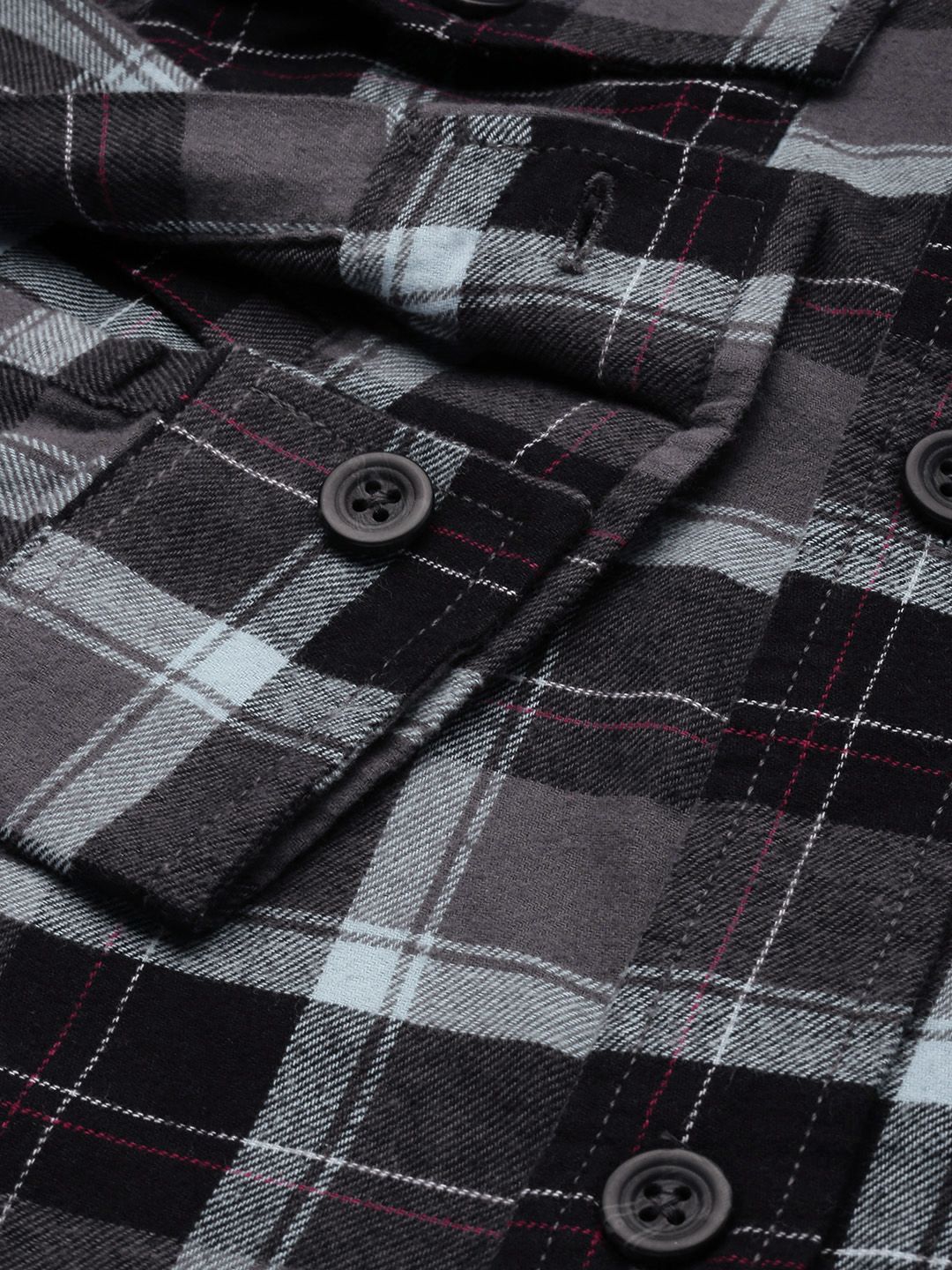 The Indian Garage Co Men Regular Fit Checked Double Flap Pocket Flannel Shirt - Image 3