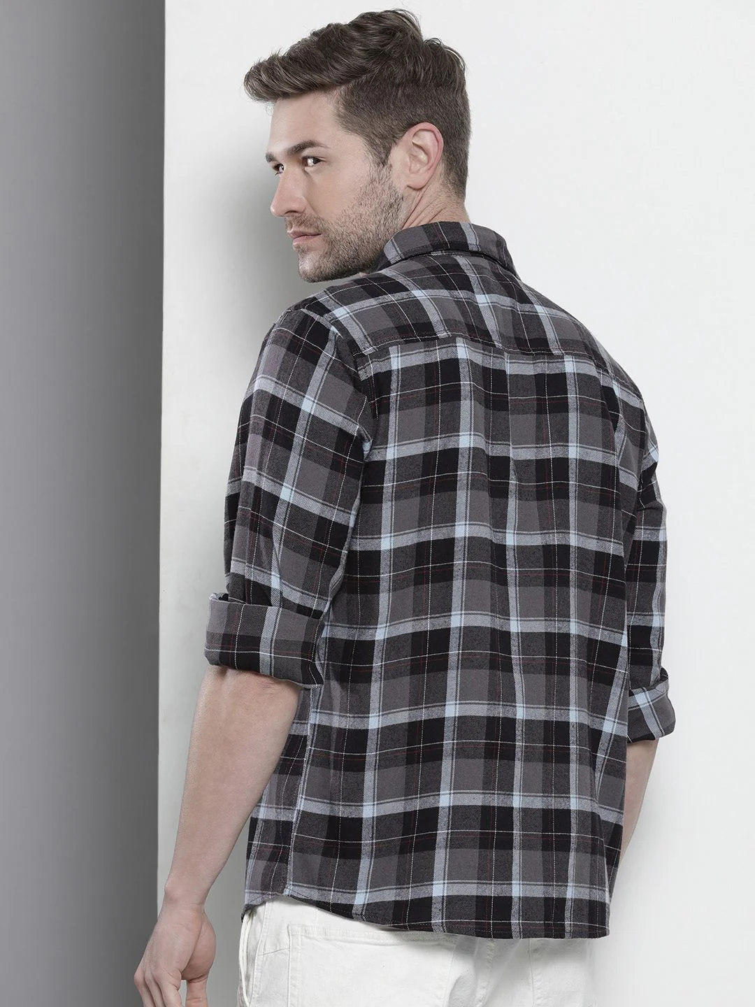 The Indian Garage Co Men Regular Fit Checked Double Flap Pocket Flannel Shirt - Image 4