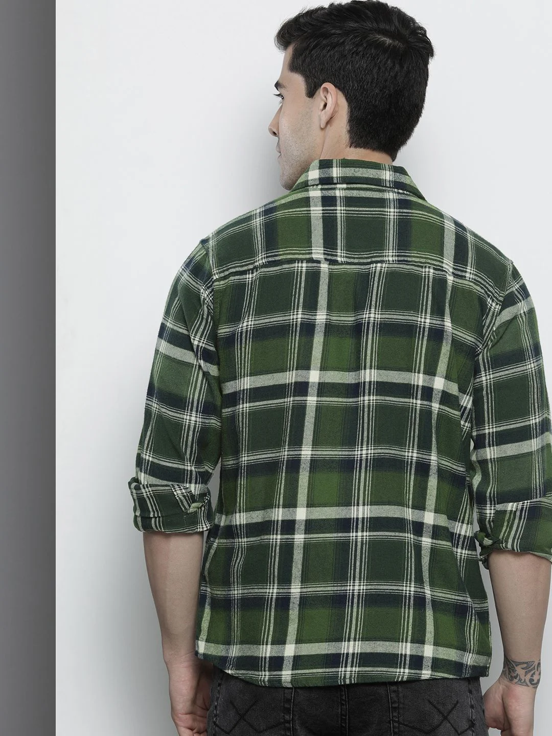 The Indian Garage Co Men Regular Fit Checked Double Flap Pocket Flannel Shirt - Image 4