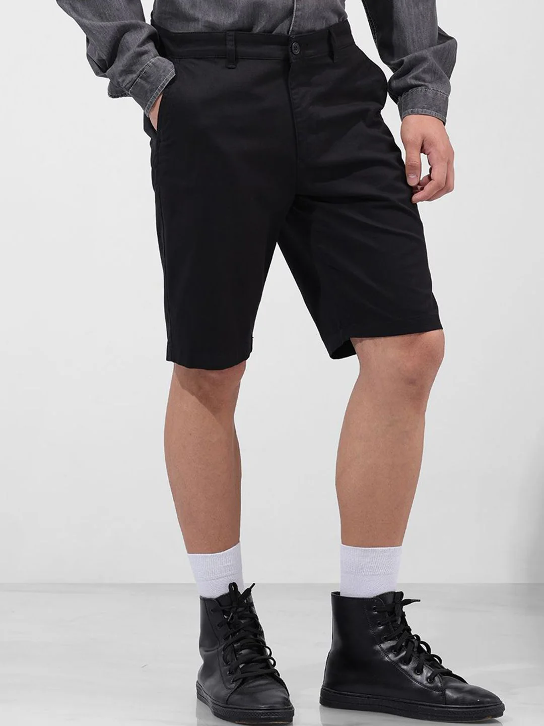 The Indian Garage Co Men Regular Fit Cotton Chino Shorts - Image 2