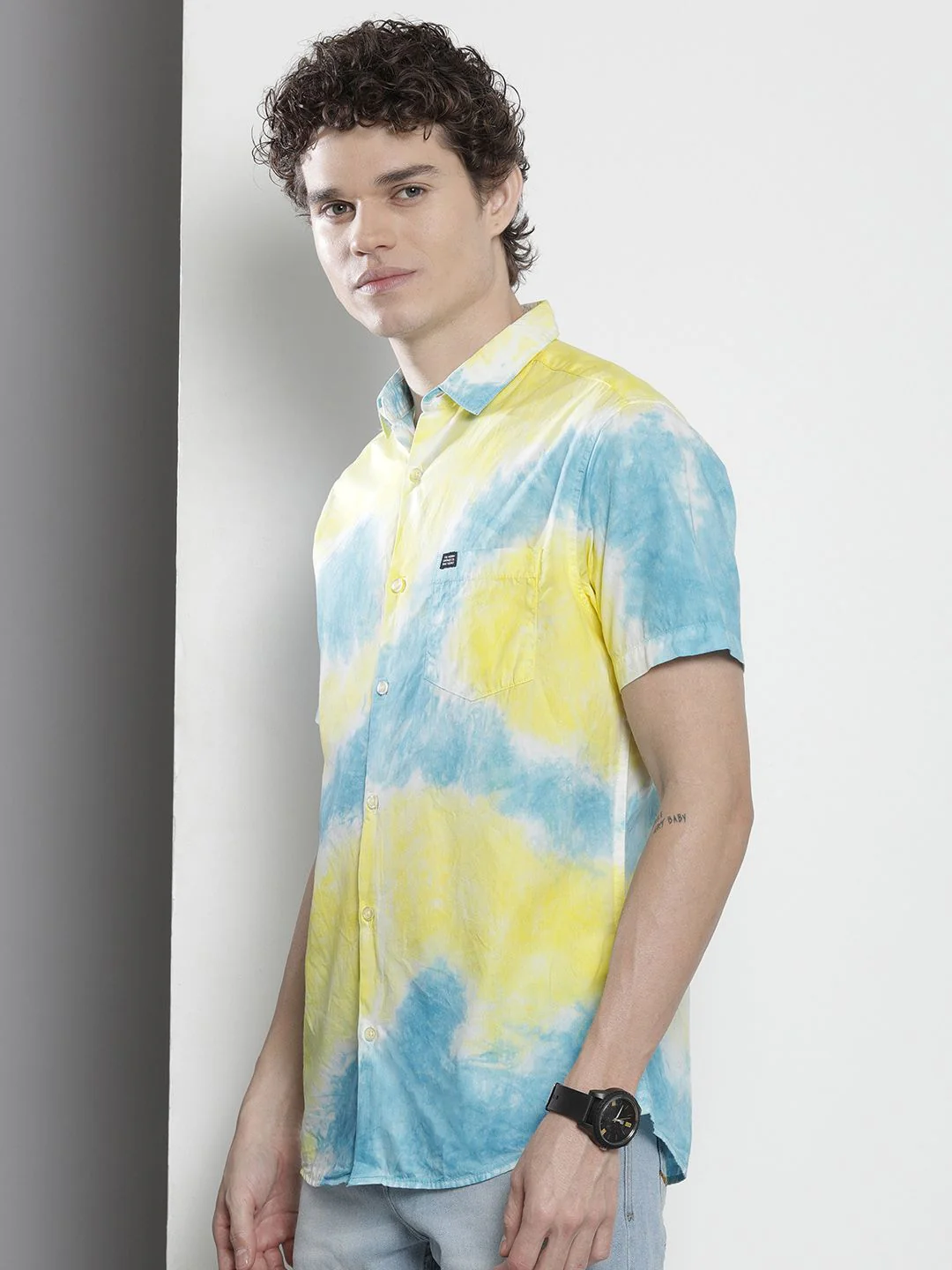 The Indian Garage Co Men Regular Fit Overdyed Resortwear Shirt - Image 3