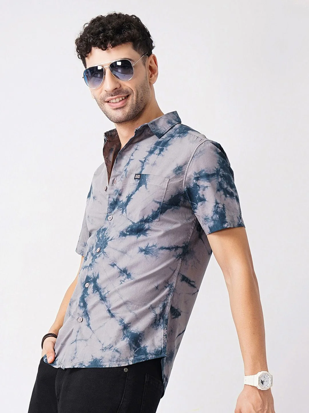 The Indian Garage Co Men Regular Fit Overdyed Resortwear Shirt - Image 5