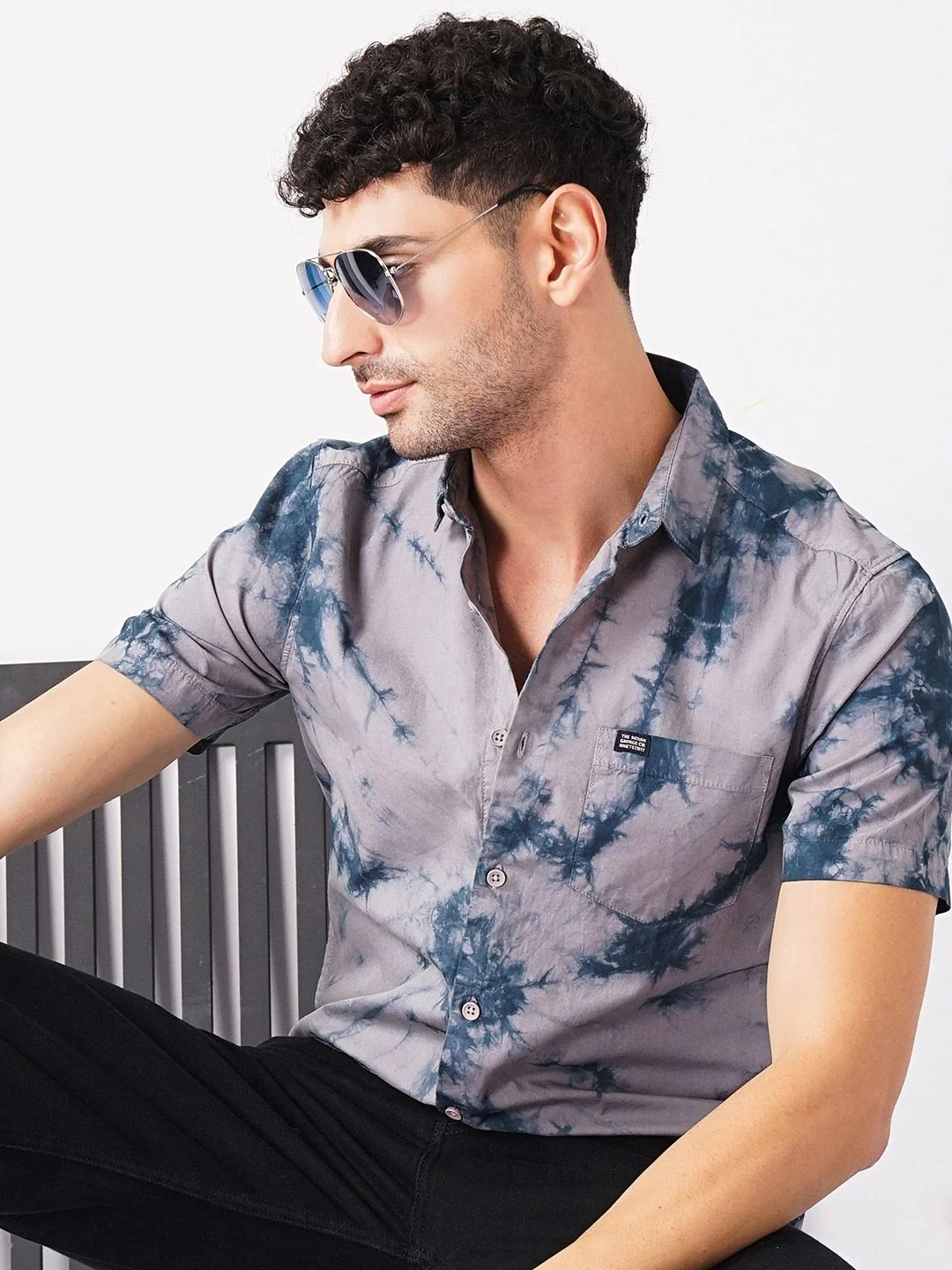 The Indian Garage Co Men Regular Fit Overdyed Resortwear Shirt - Image 7