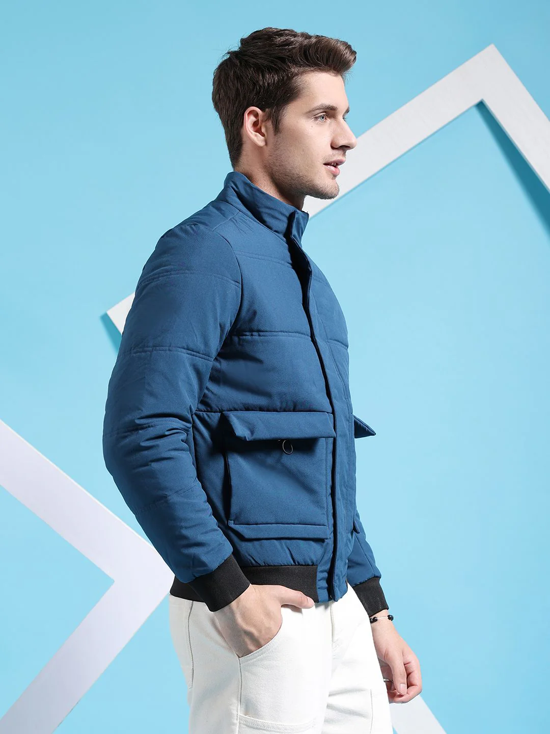 The Indian Garage Co Men Regular Fit Padded Bomber Jacket - Image 5