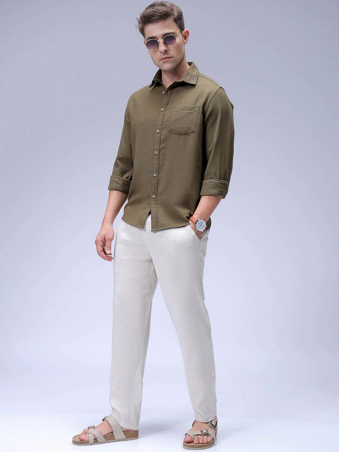 The Indian Garage Co Men Regular Fit Solid Resortwear Shirt - Image 6