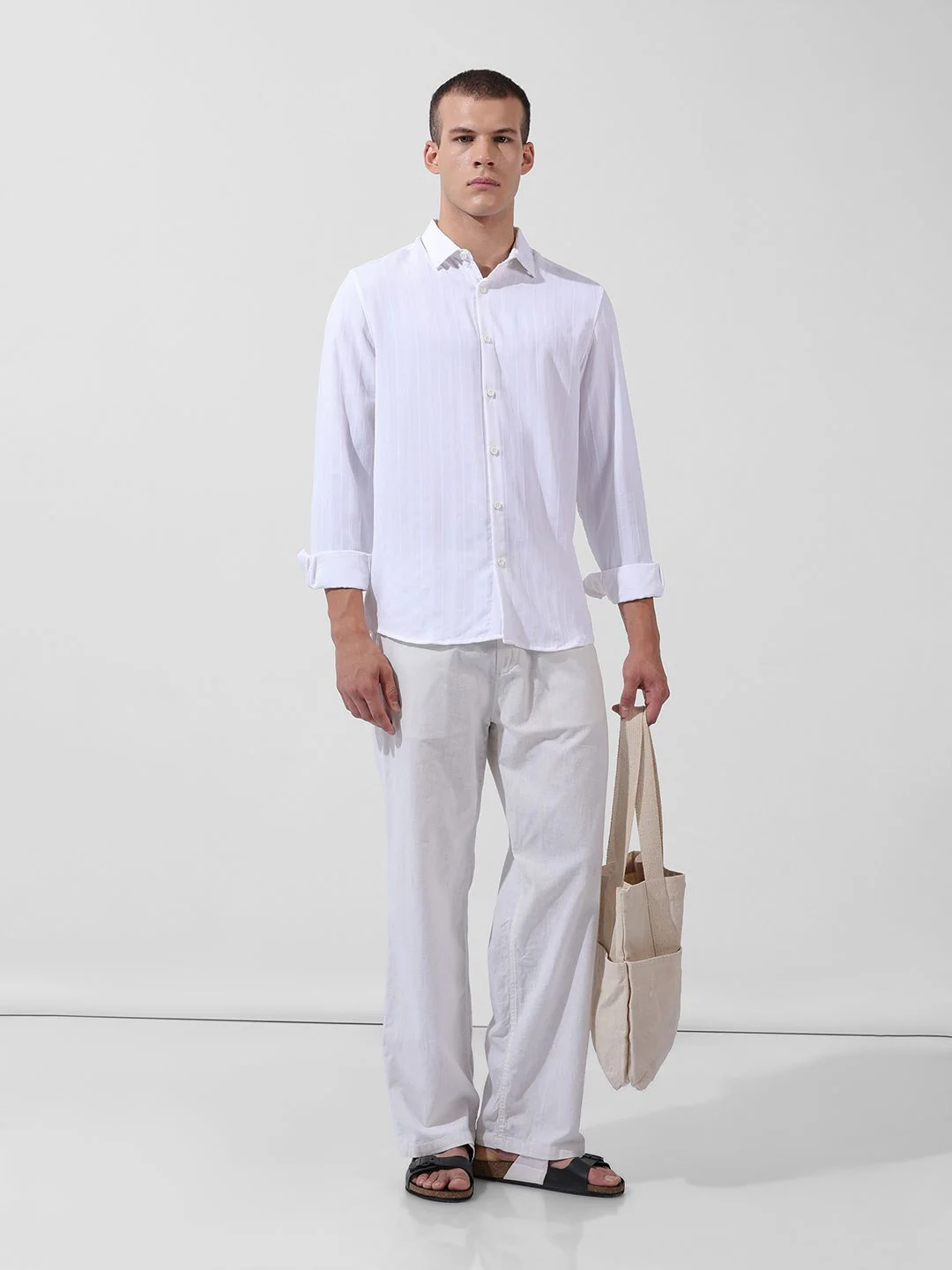 The Indian Garage Co Men Regular Fit Textured Resort Wear Shirt - Image 7