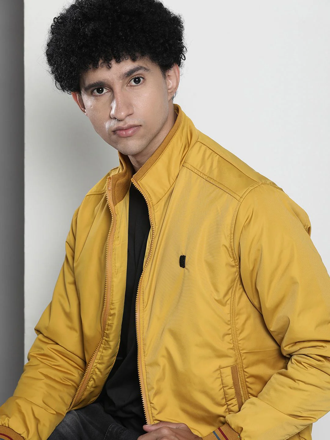 The Indian Garage Co Men Regular Fit Zip-Front Bomber Jacket