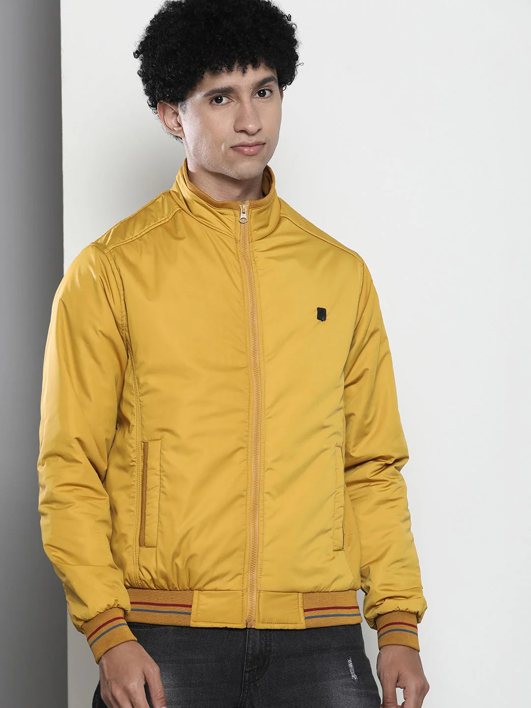 The Indian Garage Co Men Regular Fit Zip-Front Bomber Jacket - Image 3