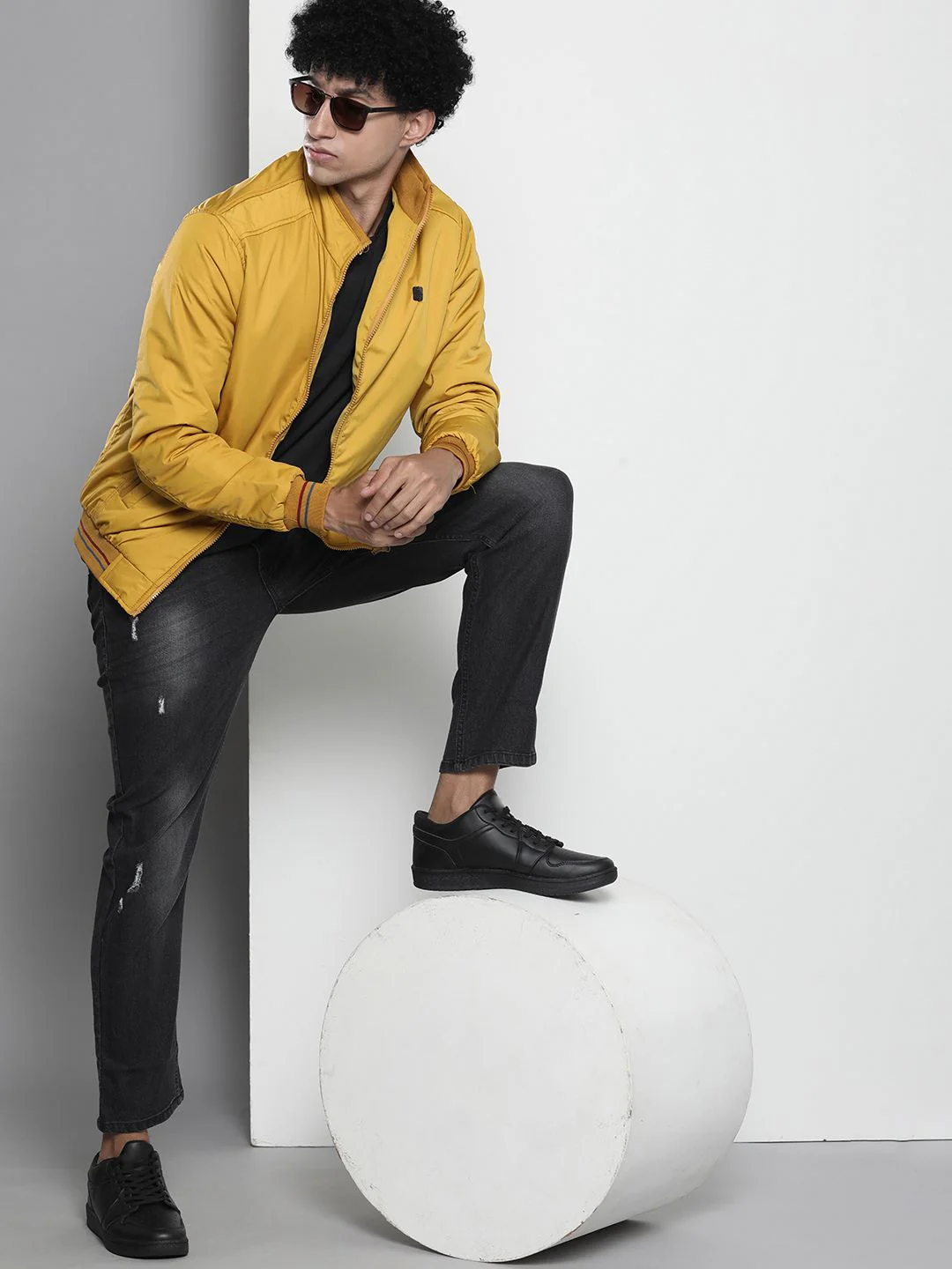 The Indian Garage Co Men Regular Fit Zip-Front Bomber Jacket - Image 4
