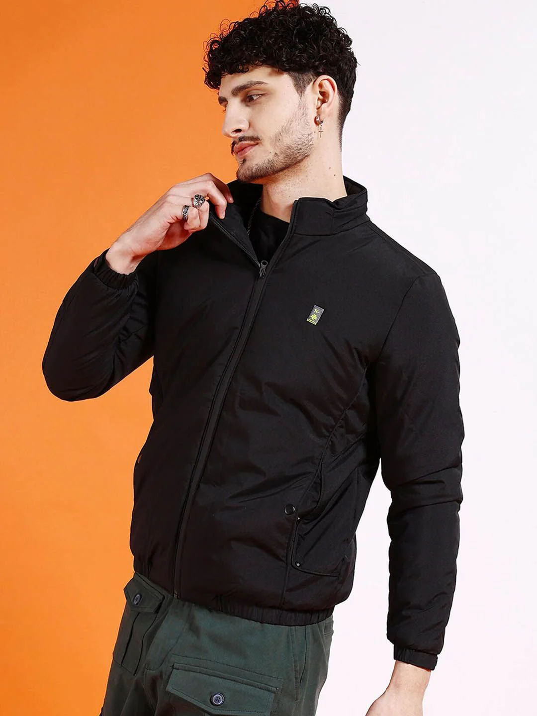 The Indian Garage Co Men Regular Fit Zip-Front Bomber Jacket - Image 3