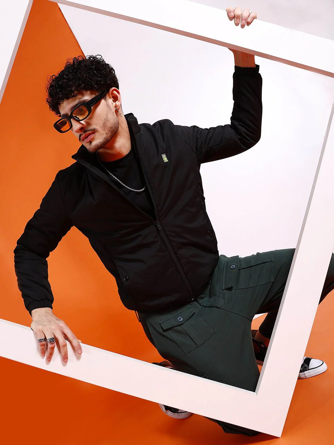 The Indian Garage Co Men Regular Fit Zip-Front Bomber Jacket - Image 4