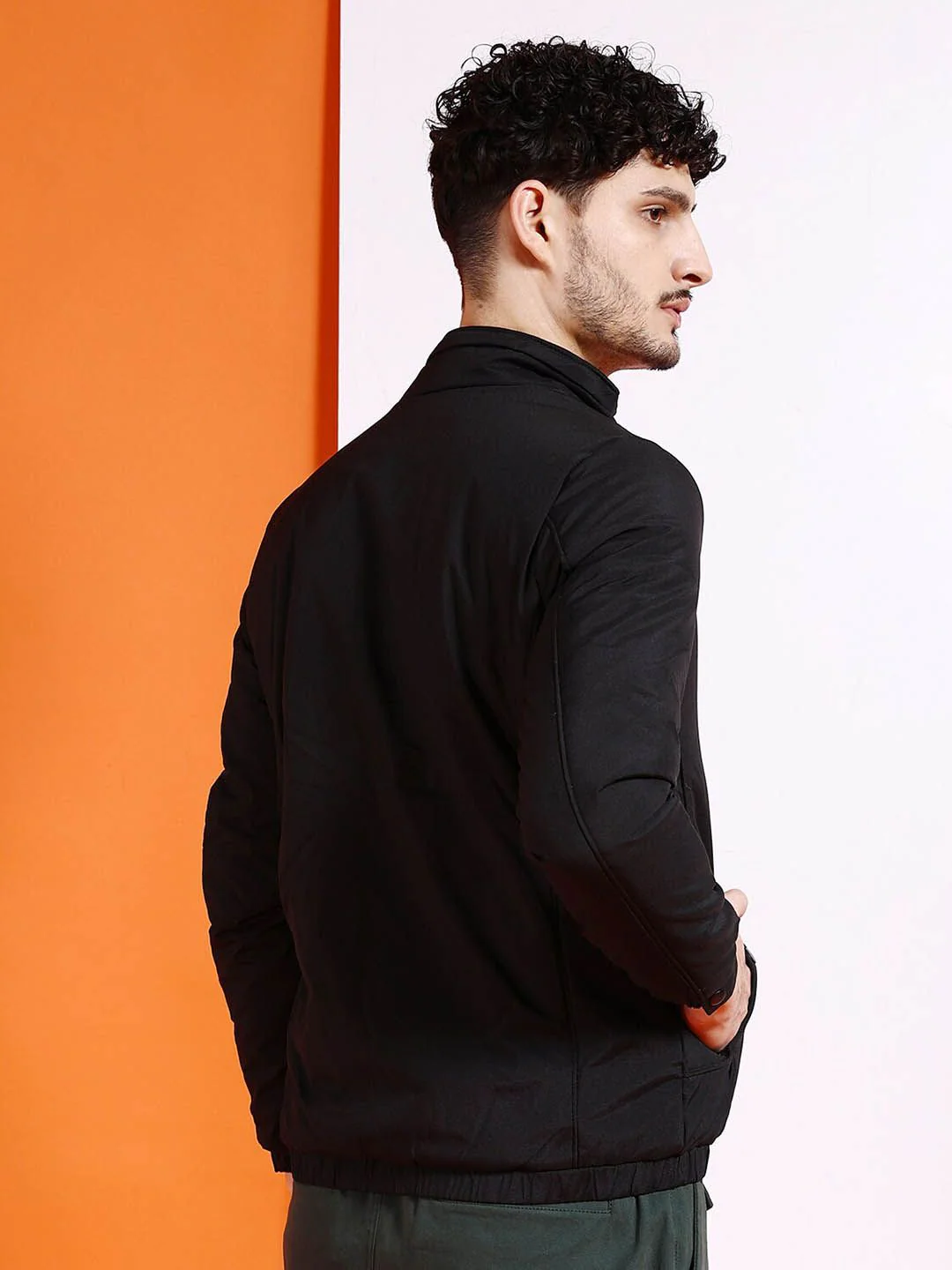 The Indian Garage Co Men Regular Fit Zip-Front Bomber Jacket - Image 5