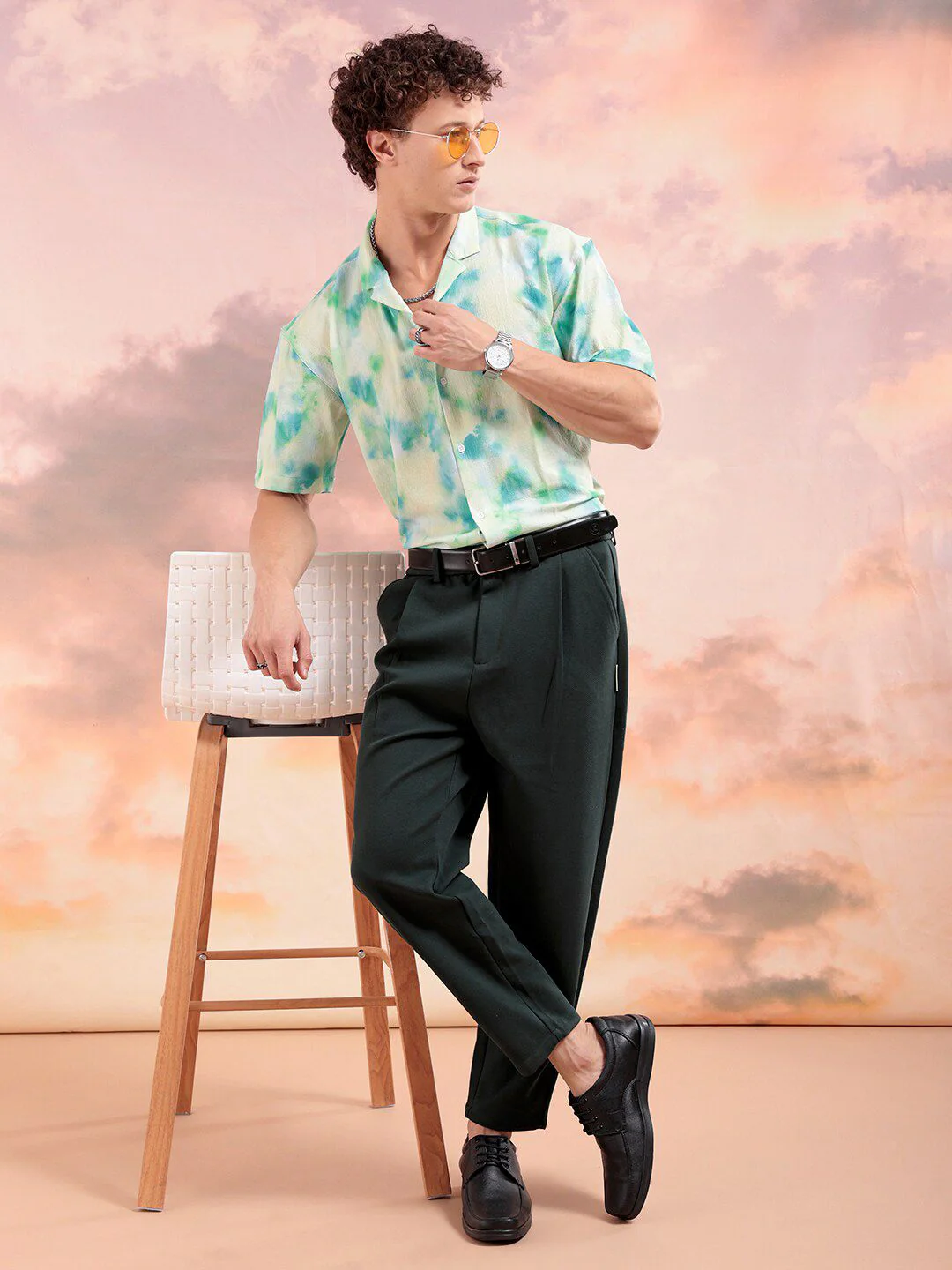 The Indian Garage Co Men Relaxed Fit Abstract Print Textuted Resortwear Shirt - Image 4