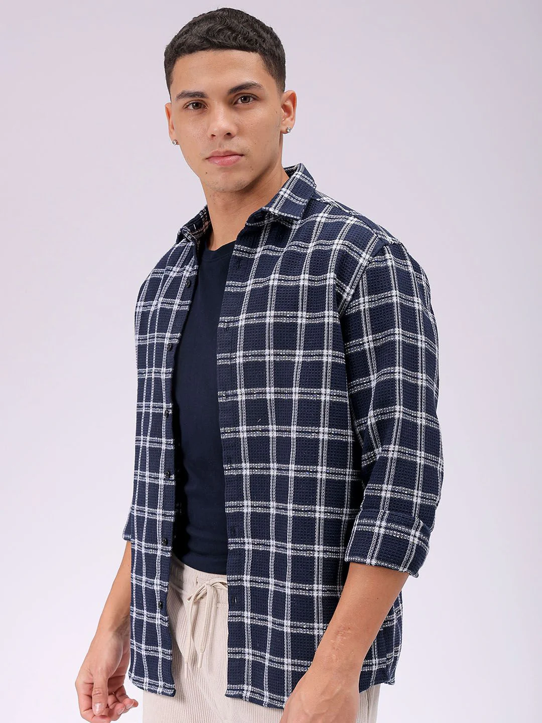 The Indian Garage Co Men Relaxed Fit Checked Textured Resortwear Shirt - Image 2