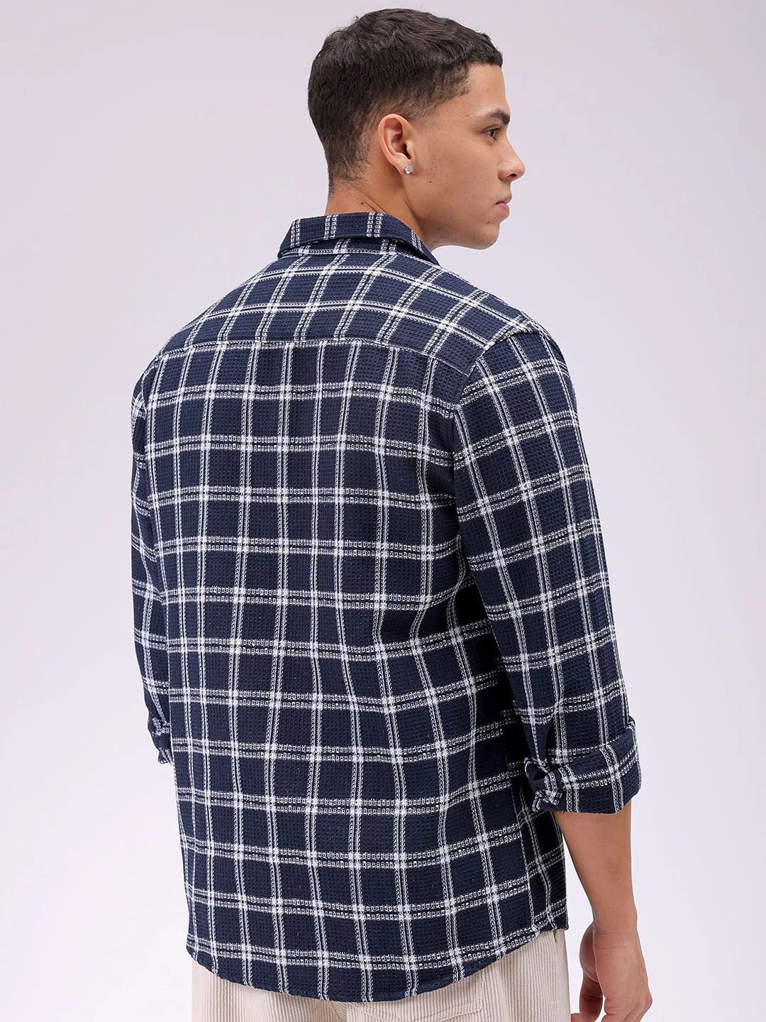 The Indian Garage Co Men Relaxed Fit Checked Textured Resortwear Shirt - Image 4