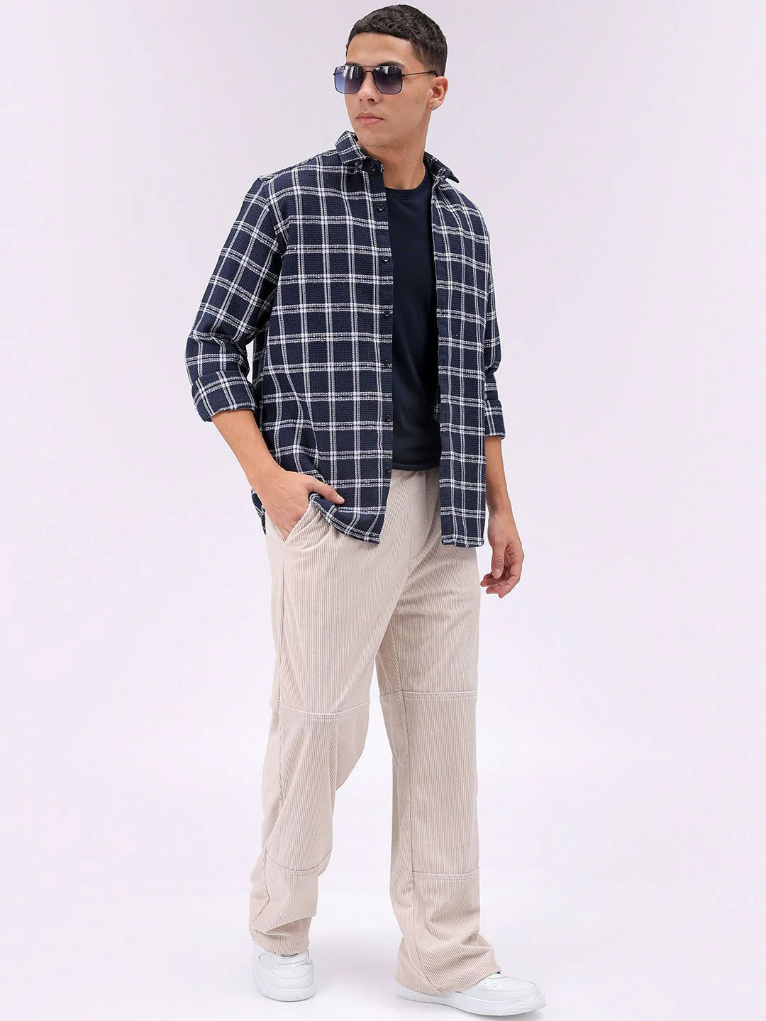 The Indian Garage Co Men Relaxed Fit Checked Textured Resortwear Shirt - Image 6