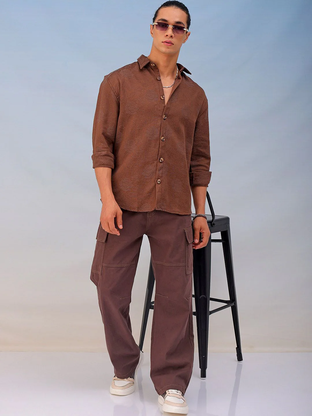 The Indian Garage Co Men Relaxed Fit Dobby Textured Resortwear Shirt - Image 6