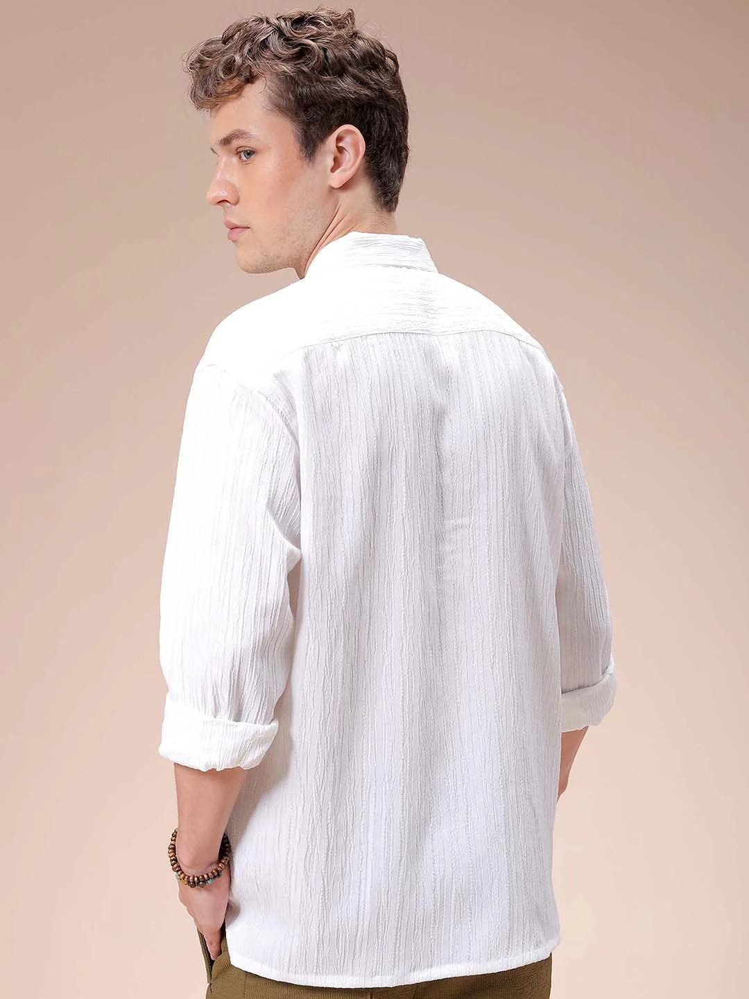 The Indian Garage Co Men Relaxed Fit Dobby Textured Resortwear Shirt - Image 6