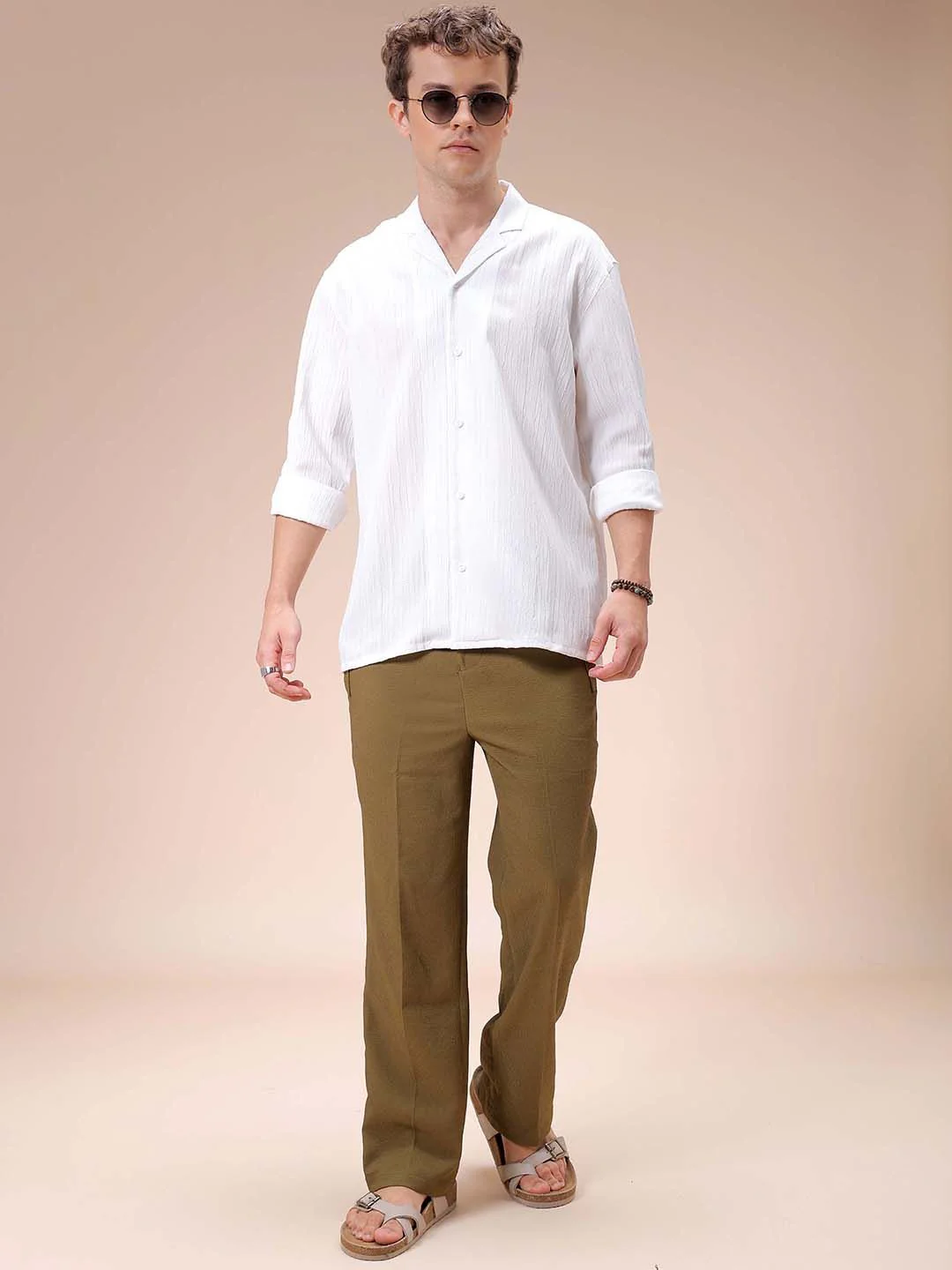 The Indian Garage Co Men Relaxed Fit Dobby Textured Resortwear Shirt - Image 7