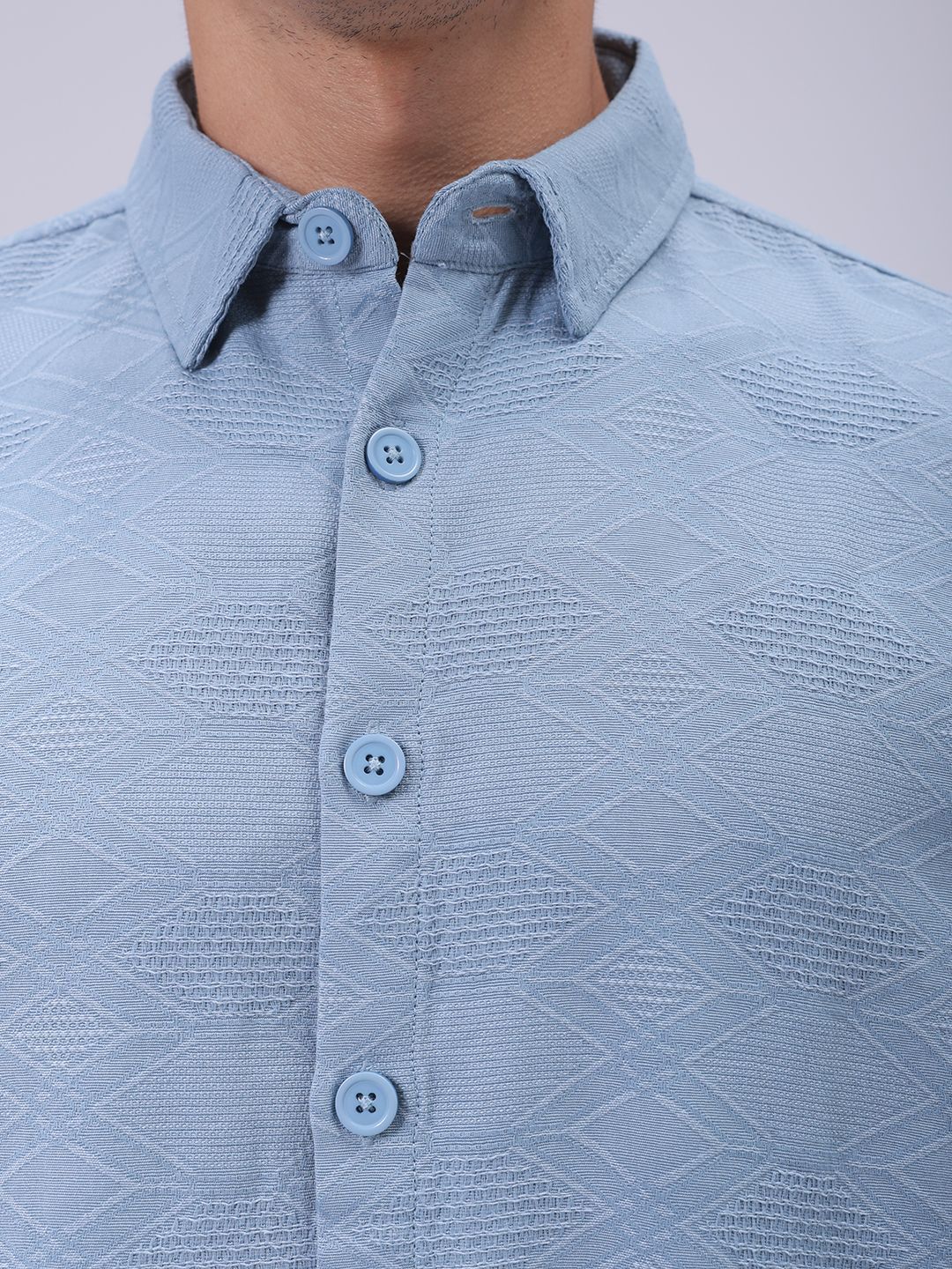 The Indian Garage Co Men Relaxed Fit Dobby Textured Resortwear Shirt - Image 2