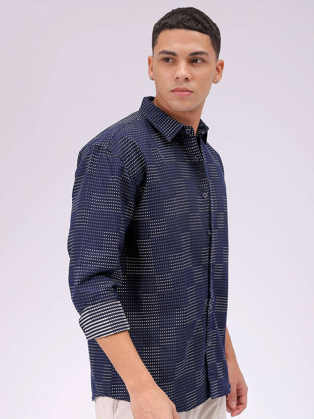 The Indian Garage Co Men Relaxed Fit Dobby Textured Resortwear Shirt - Image 5