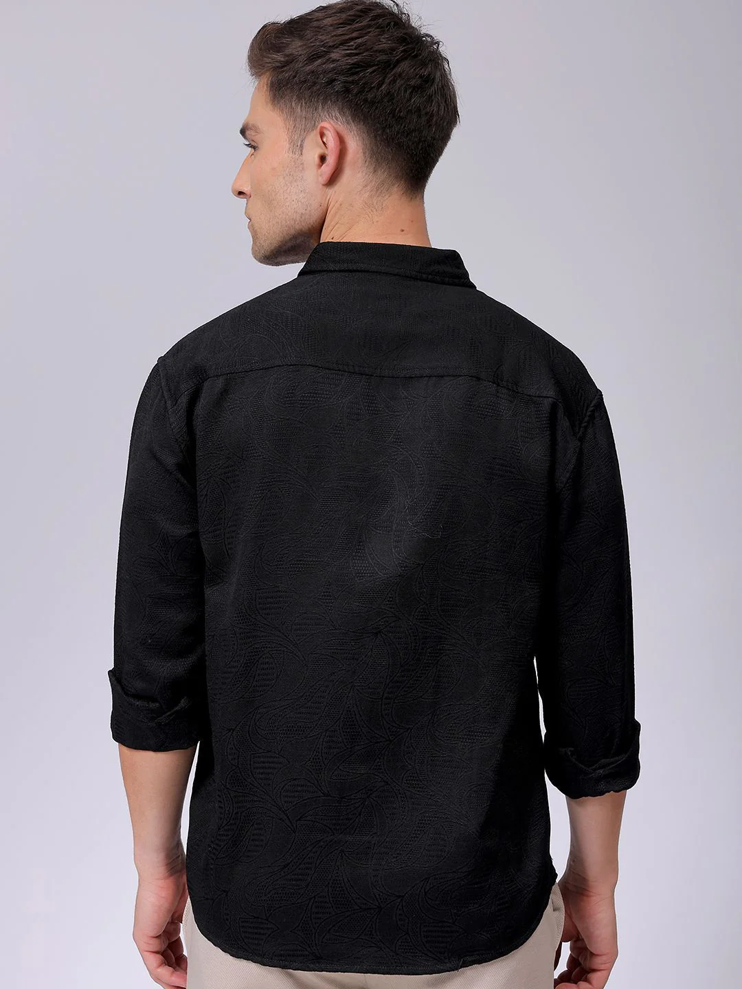 The Indian Garage Co Men Relaxed Fit Dobby Textured Resortwear Shirt - Image 4