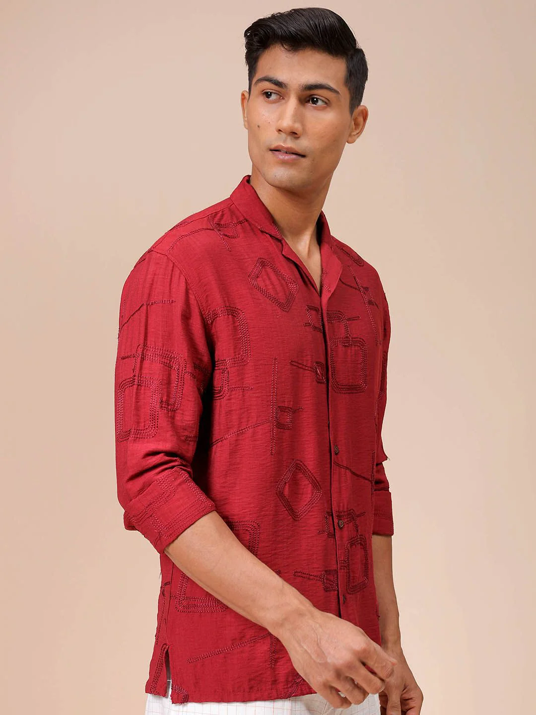 The Indian Garage Co Men Relaxed Fit Embroidery Resortwear Shirt - Image 2