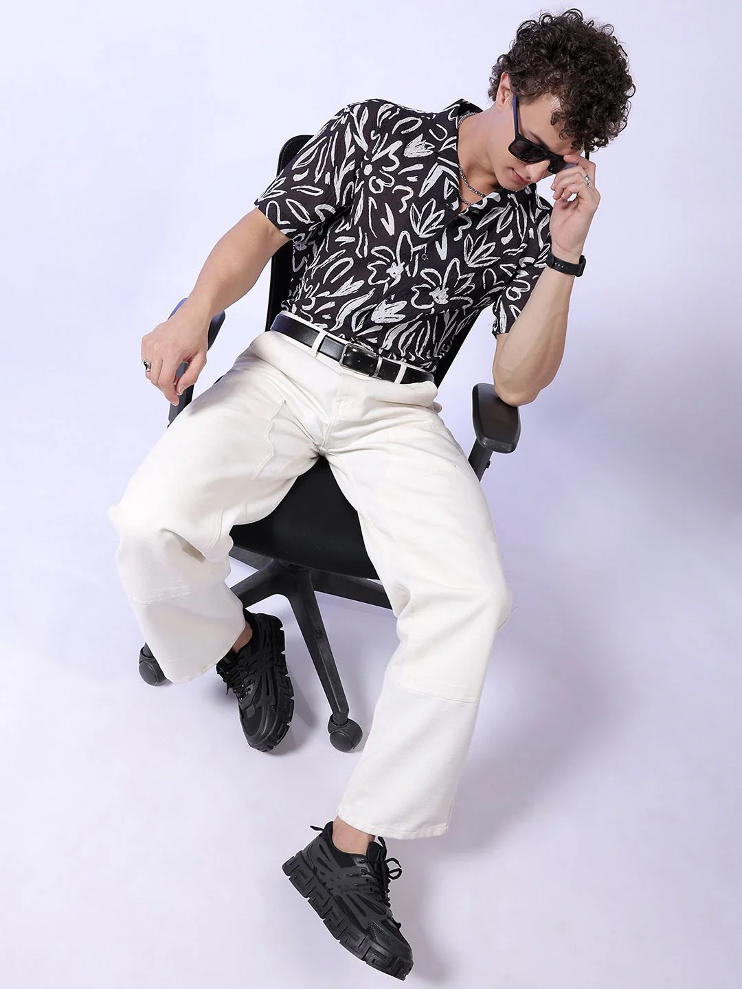 The Indian Garage Co Men Relaxed Fit Floral Print Textured Resortwear Shirt - Image 4