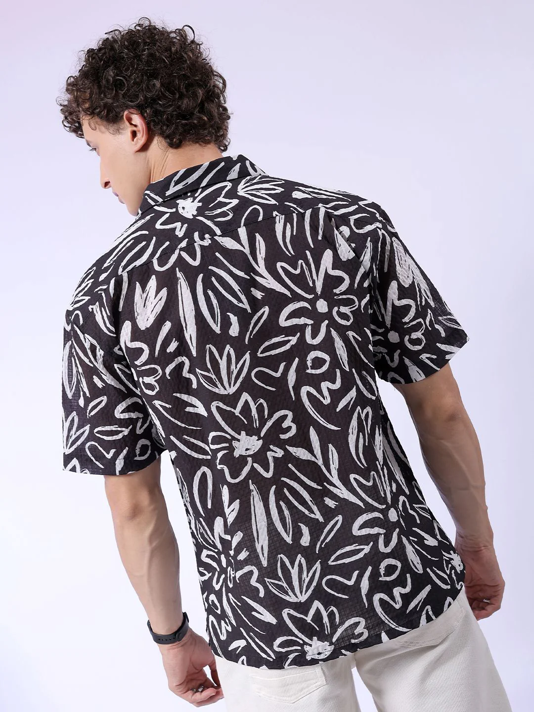 The Indian Garage Co Men Relaxed Fit Floral Print Textured Resortwear Shirt - Image 5