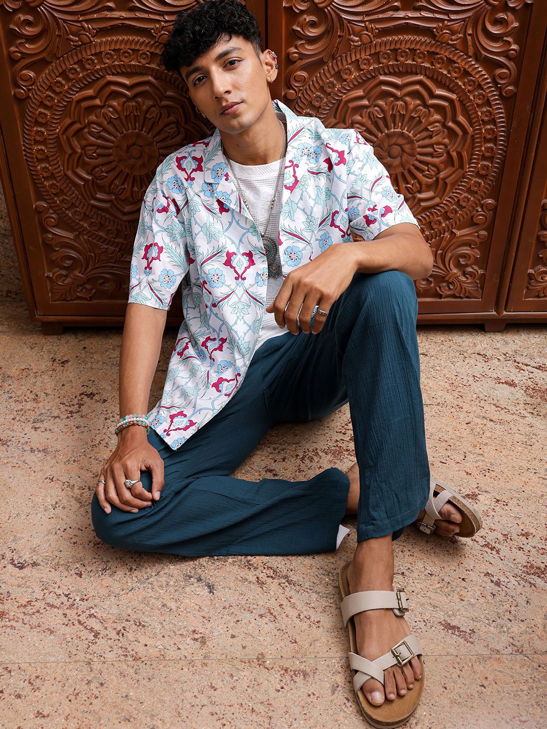 The Indian Garage Co Men Relaxed Fit Indie Floral Printed Resortwear Shirt - Image 4