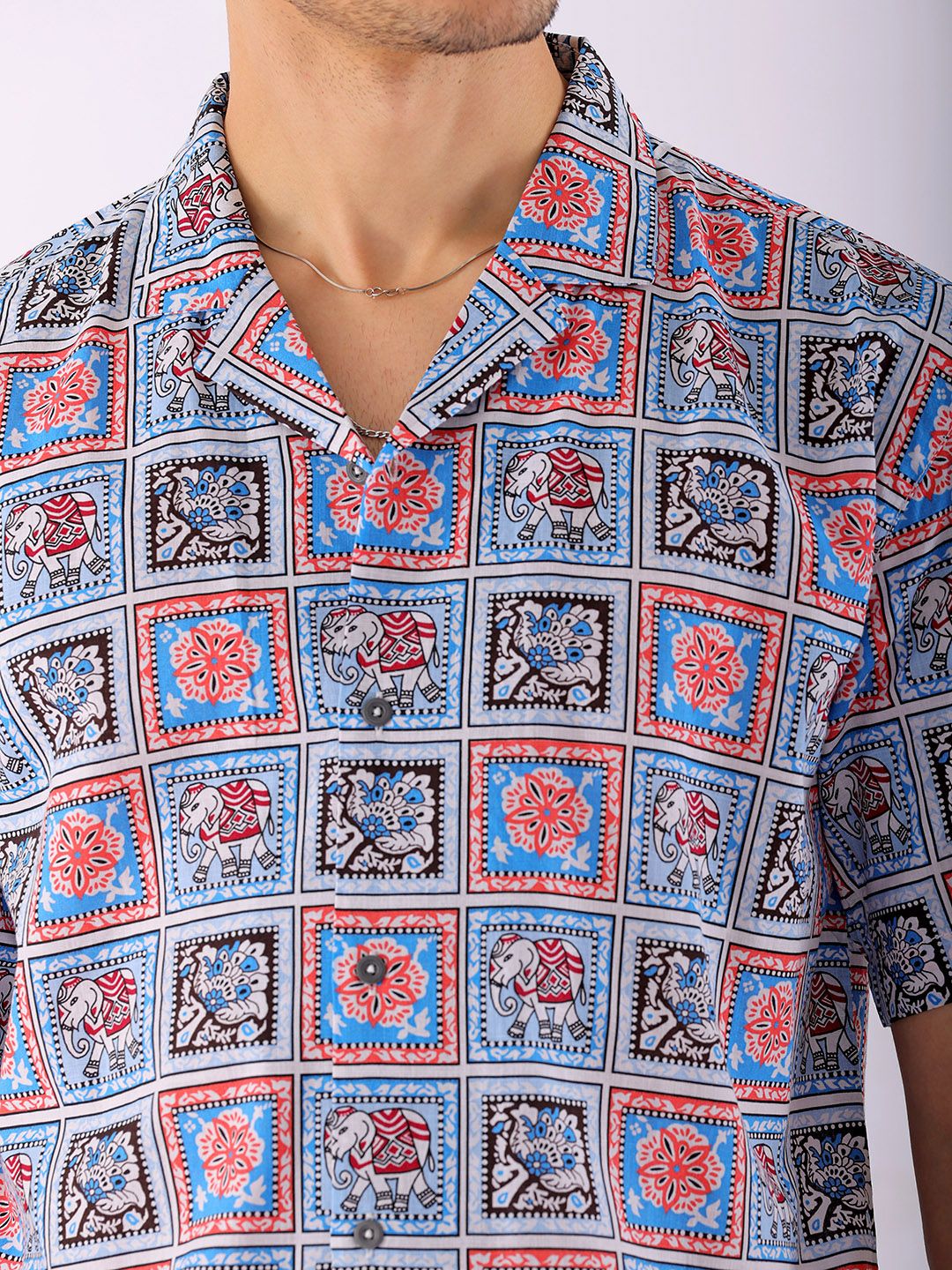 The Indian Garage Co Men Relaxed Fit Indie Geo Mosaic Printed Resortwear Shirt - Image 2