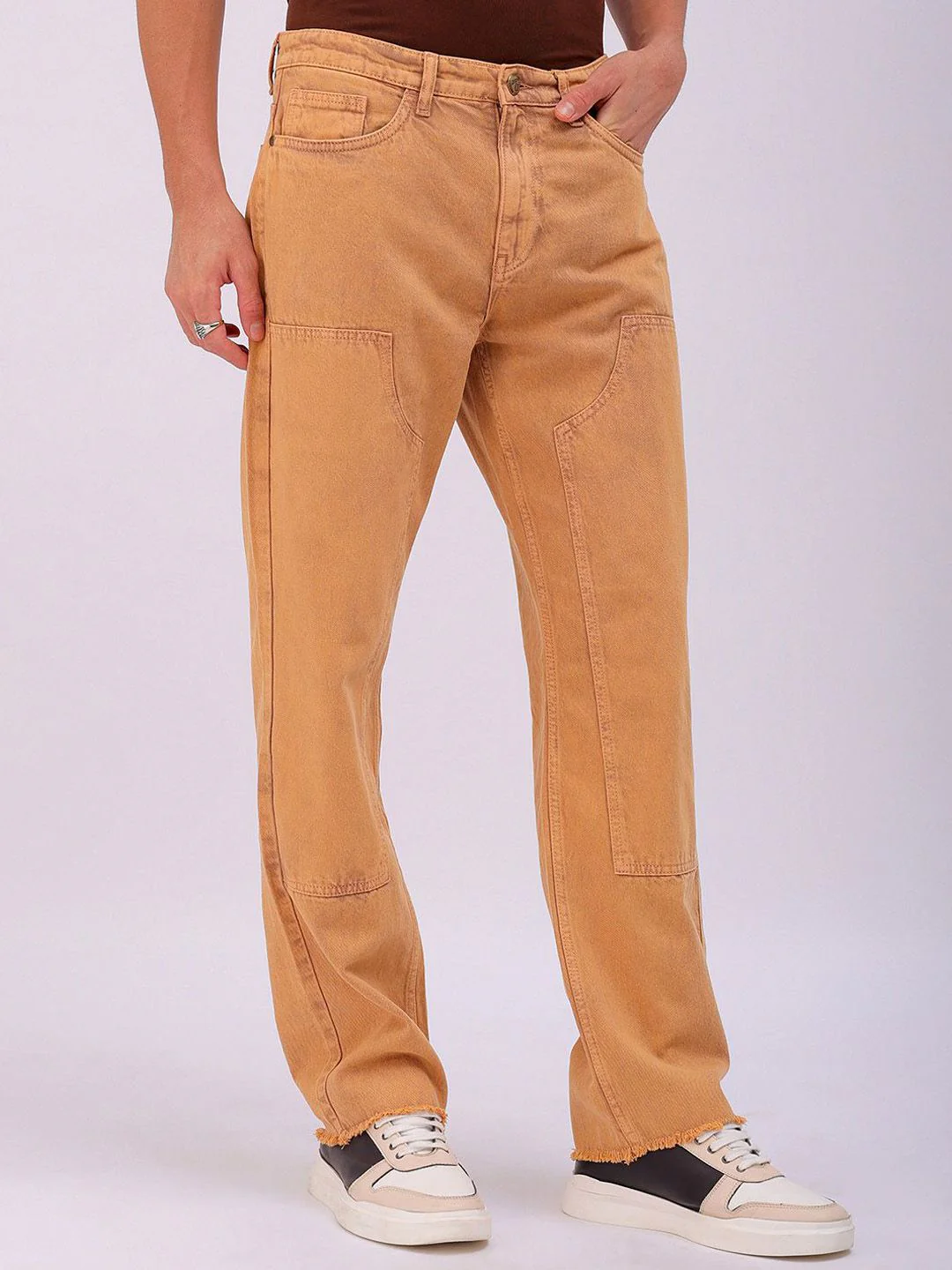 The Indian Garage Co Men Pure Cotton Relaxed Fit Low Distress Jeans - Image 2