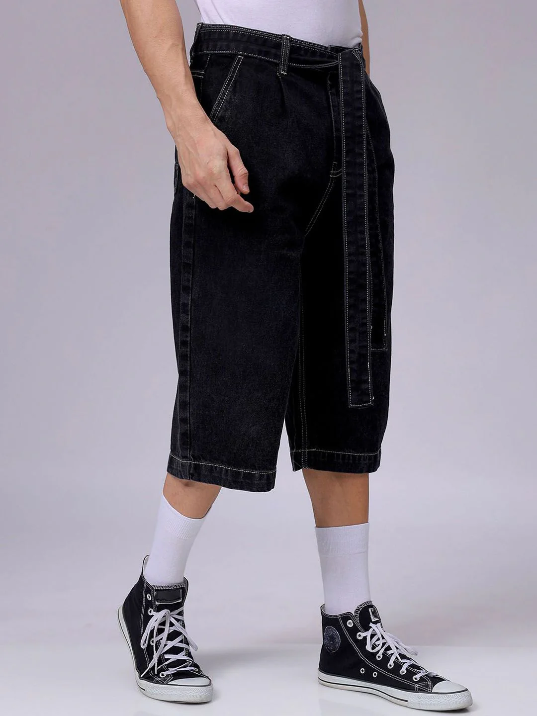 The Indian Garage Co Men Loose Fit Mid-Rise Cotton Jorts - Image 2
