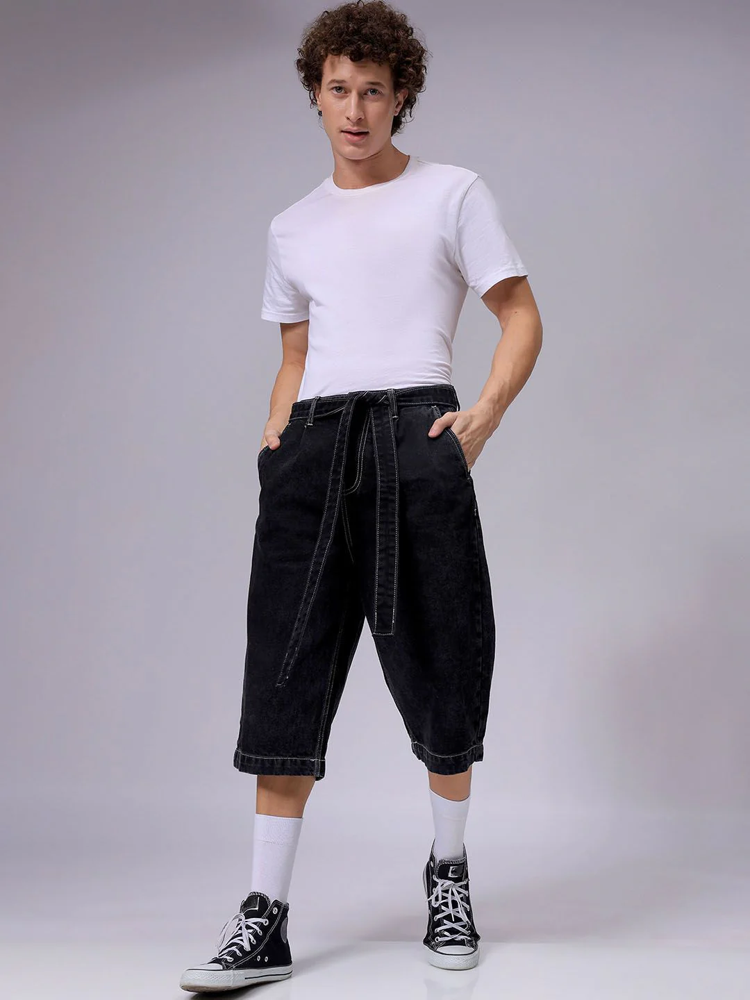 The Indian Garage Co Men Loose Fit Mid-Rise Cotton Jorts - Image 4