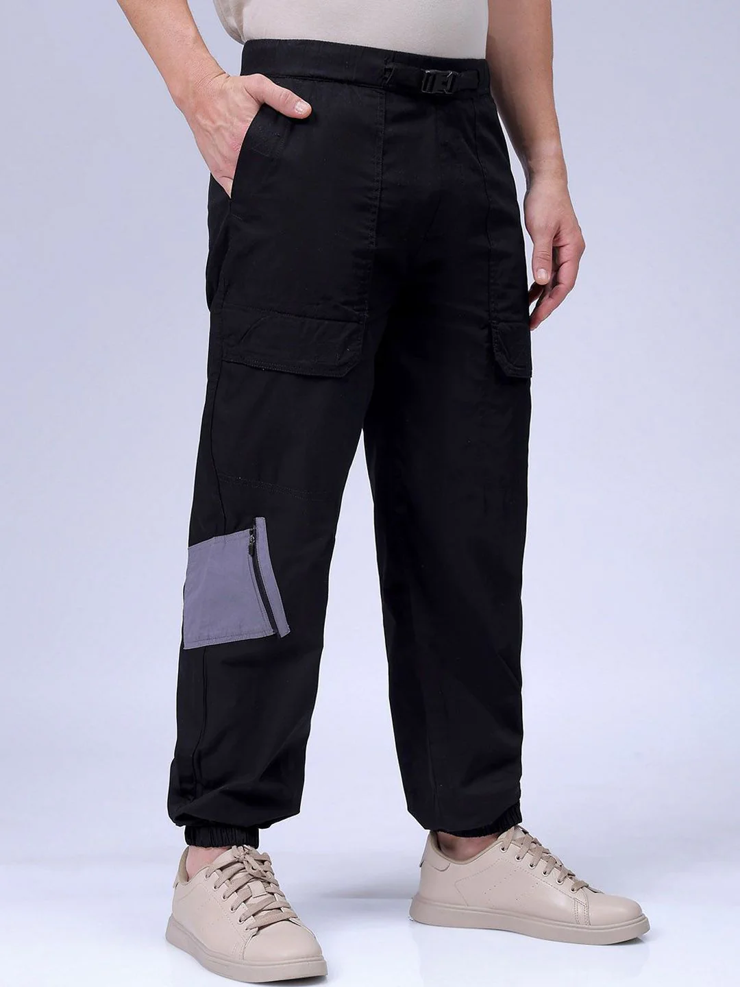 The Indian Garage Co Men Relaxed Fit Pure Cotton Utility Cargo Jogger - Image 2
