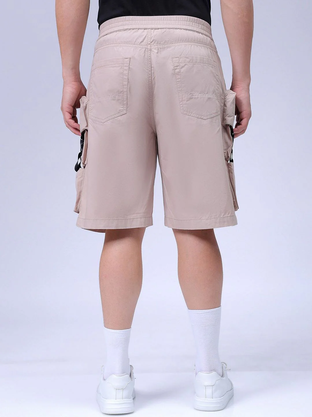 The Indian Garage Co Men Relaxed Fit Pure Cotton Utility Cargo Shorts - Image 5