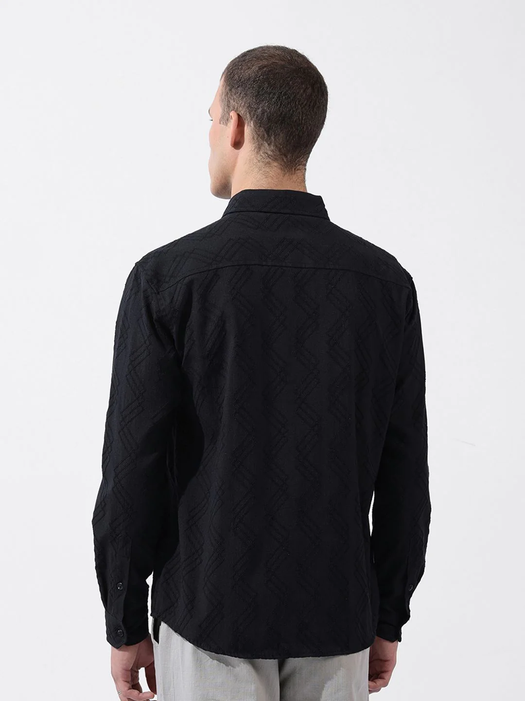 The Indian Garage Co Men Relaxed Fit Solid Dobby Resort Wear Shirt - Image 6