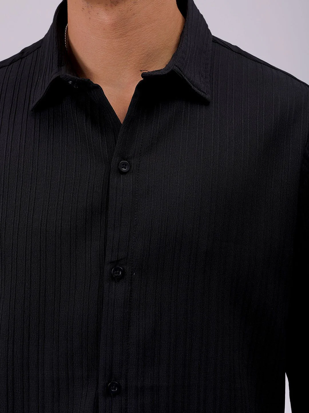 The Indian Garage Co Men Relaxed Fit Solid Dobby Textured Resortwear Shirt - Image 2