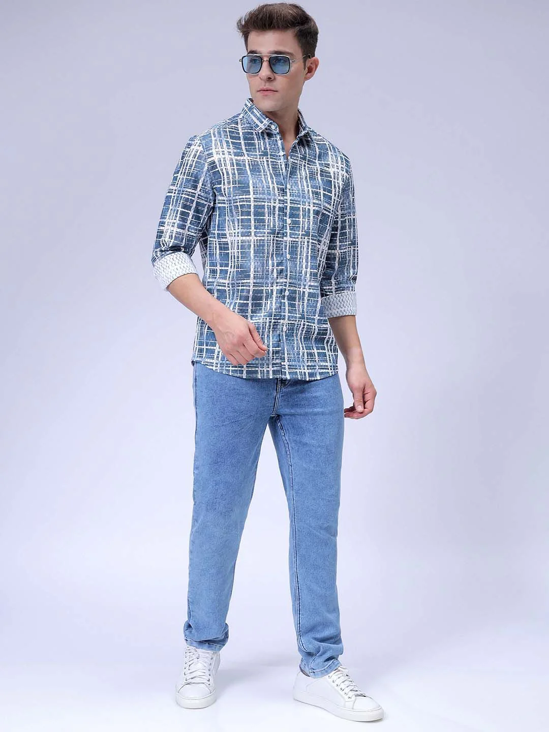 The Indian Garage Co Men Relaxed Fit Spread Collar Checked Casual Shirt - Image 6