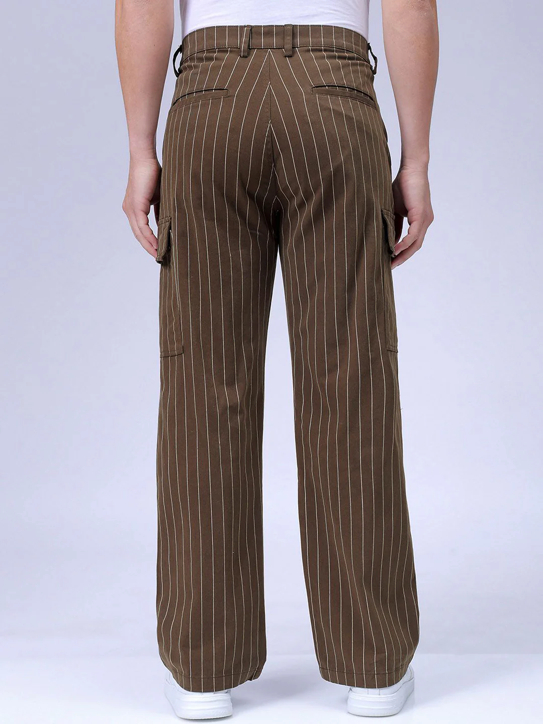 The Indian Garage Co. Men Relaxed Fit Striped Cargo - Image 4