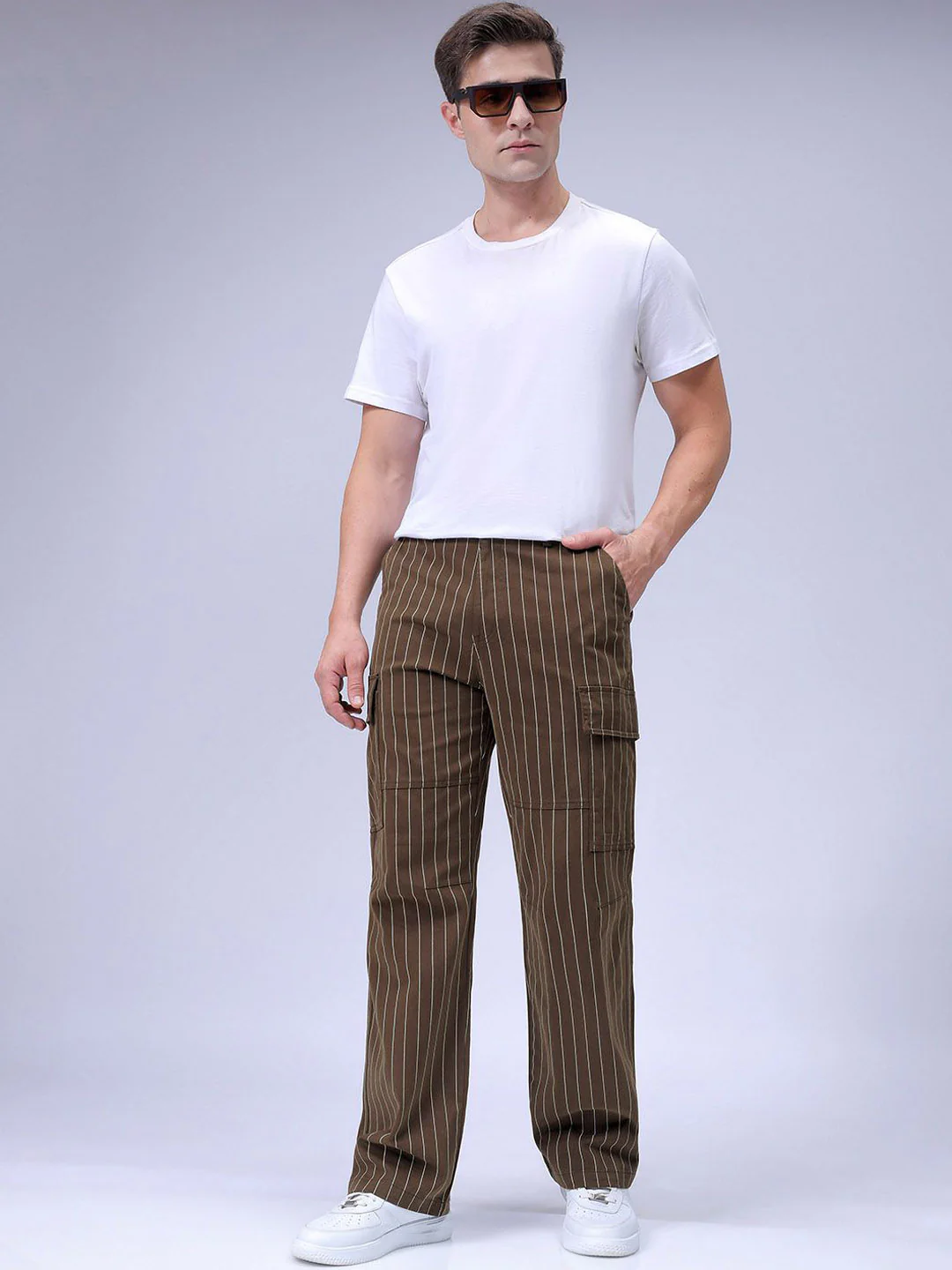 The Indian Garage Co. Men Relaxed Fit Striped Cargo - Image 5